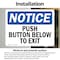 Signmission Exit Sign, Vinyl Decal, 14 in W, 10 in H, Push Button Below To Exit OS-2PACK-NS-D-1014-L-17924 - alternate 5